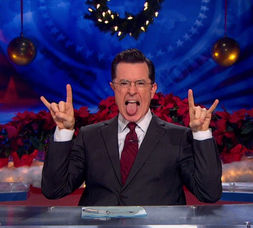 Stephen Colbert Devils Hand Signal Angry Bird
